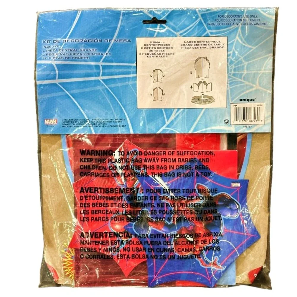 Marvel Spiderman Birthday Party Stand-up Centerpieces 1 Large 2 Small w Confetti